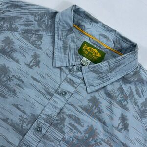 Marsh Wear Hagood SS 2.0 Button Up Shirt Coastal Palm Print Size M Blue Gray